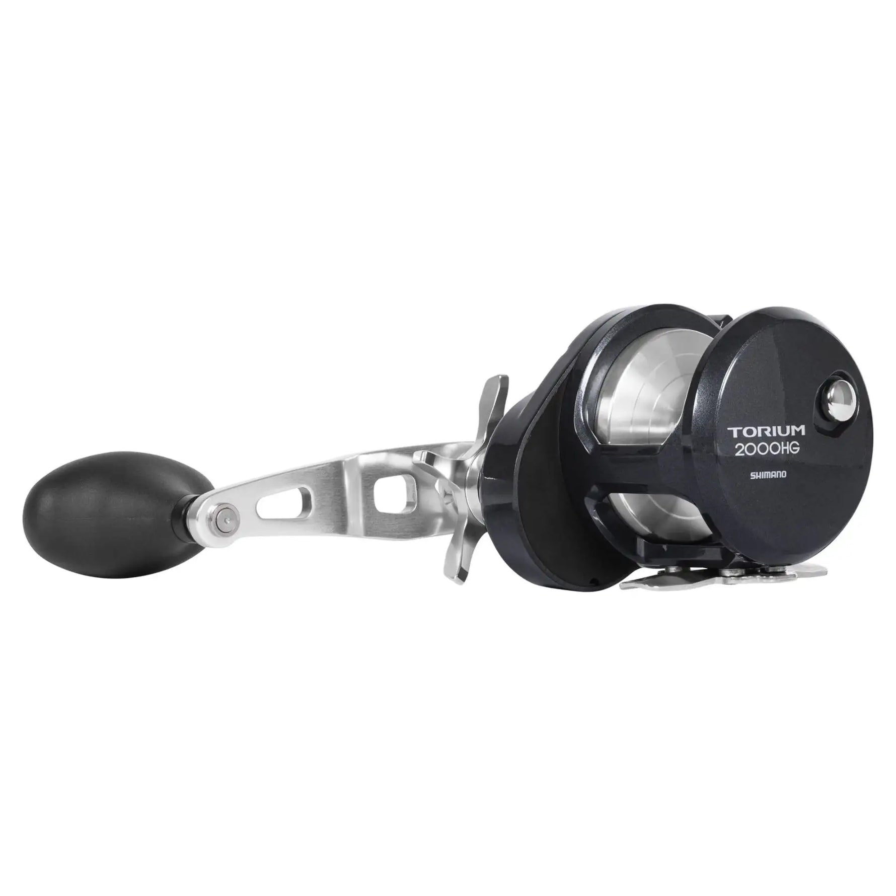 A Shimano Torium 2000IS spinning fishing reel with a black handle and spool, set against a plain white background.