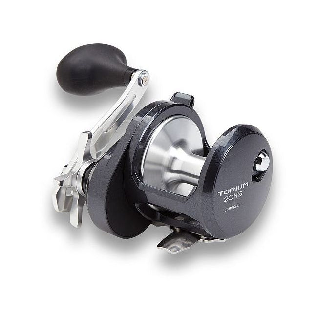 Fishing reel with 'Torium' branding on a white background