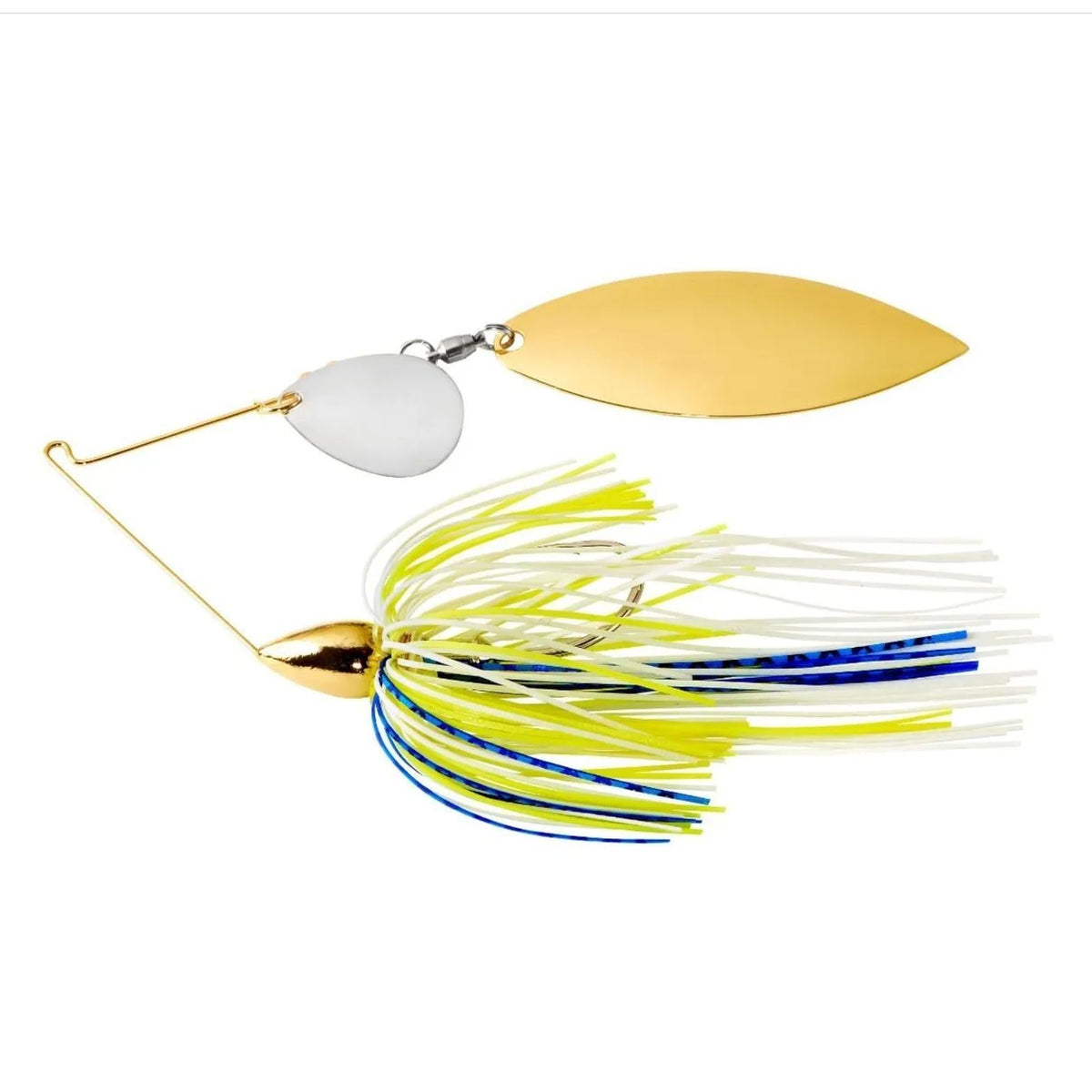 War Eagle Custom LuresWar Eagle Gold Frame Tandem Willow Spinnerbait - Spinnerbaitswhite blue chartreuseWE12GT36