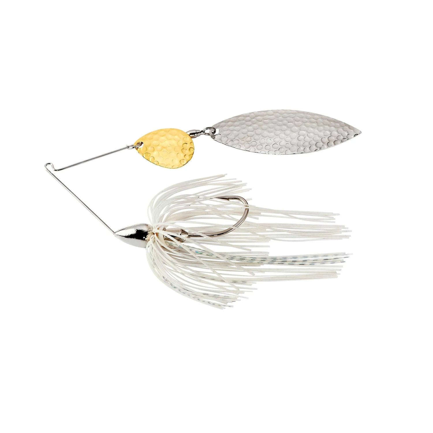 War Eagle Nickel Frame Tandem Willow Spinnerbait - White Silver Hammered