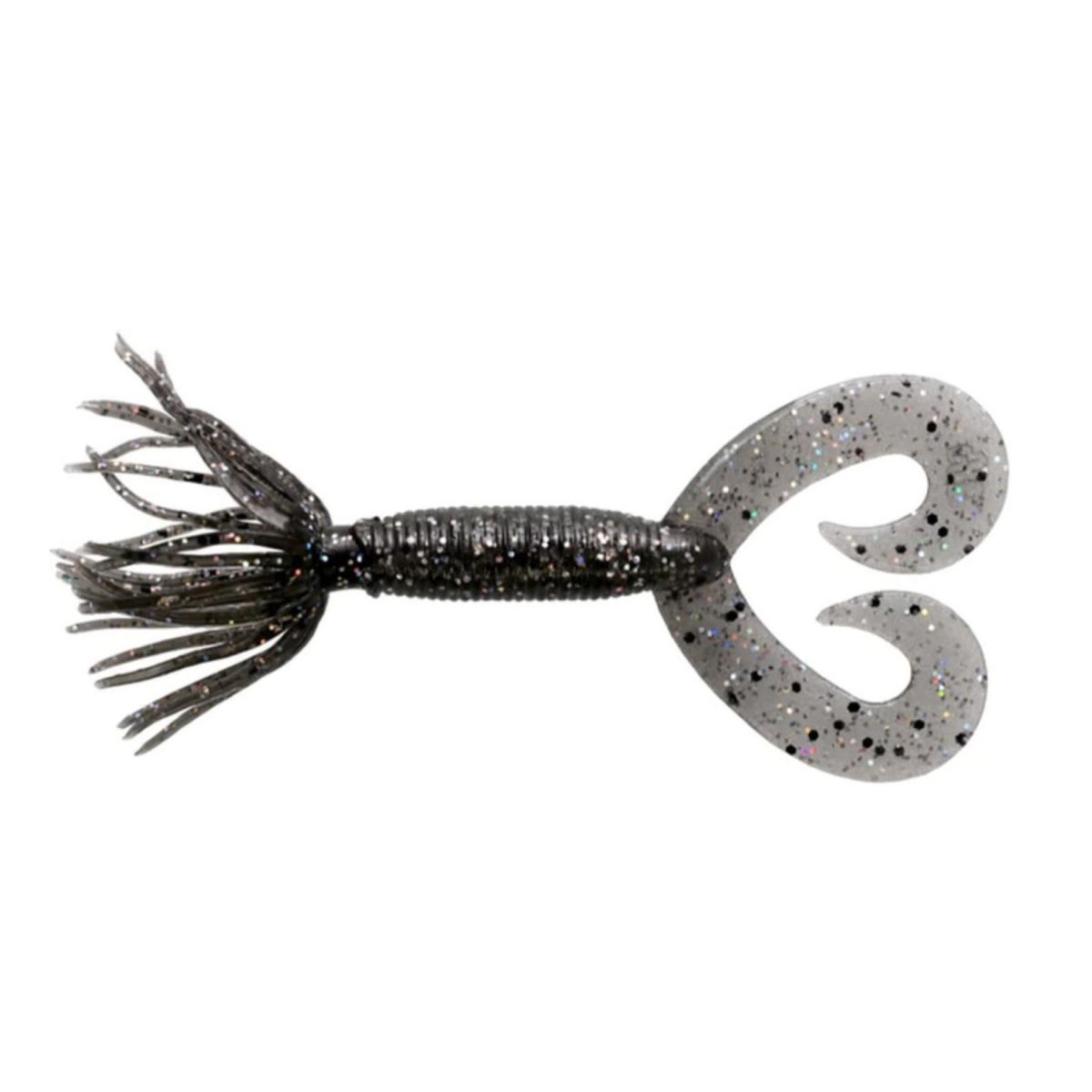 YamamotoYamamoto Double Tail Hula Grub - Spider JigsSmoke with Black Hologram FlakeYAM - HULA25 - 10 - 238
