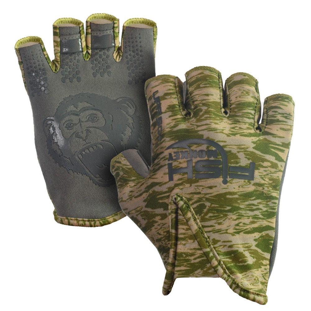 Fish Monkey Stubby Guide Glove Green Water Camo / Large