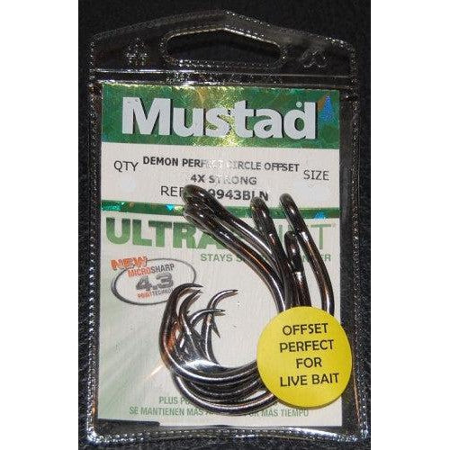 Mustad 4X Strong Demon Perfect Circle Offset Hook 39943NP-BN