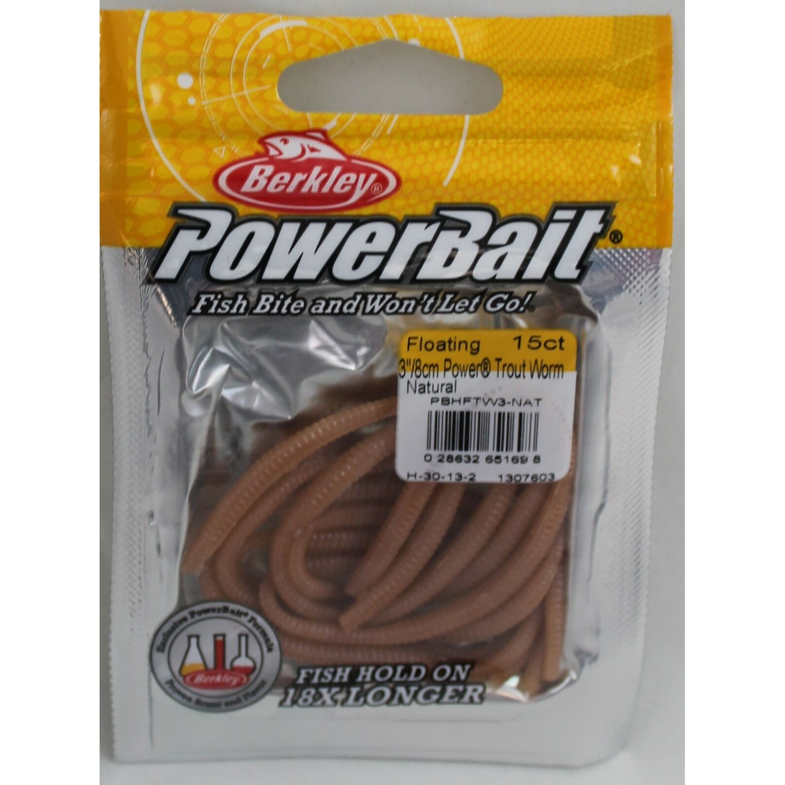 2 - Berkley Powerbait Floating Trout Worm - 15/Ct - 3- Orange Peel & White