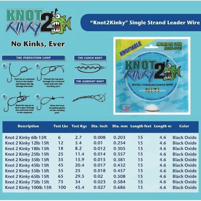 Aquateko's Knot 2 Kinky Nickel Leader Wire Wire – Tackle Express