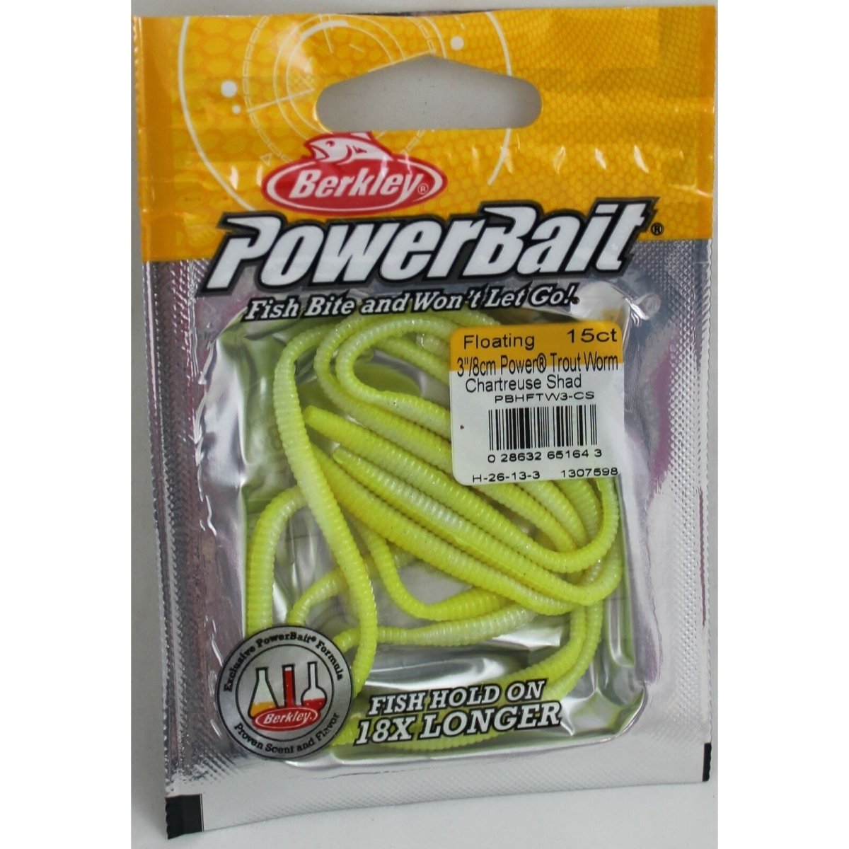 Berkley PowerBait Power Floating Trout Worm, Green, 3