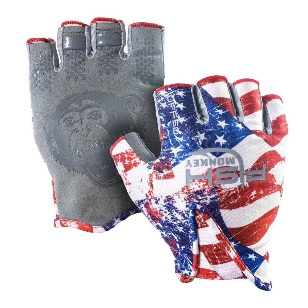 Fish Monkey Stubby Guide Sun Protection Gloves - American Flag