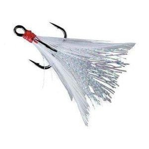 OwnerOwner Feathered Trailer Hooks - Treble HooksSize 6 Qty 2 White Flash5165 - 051 - 01