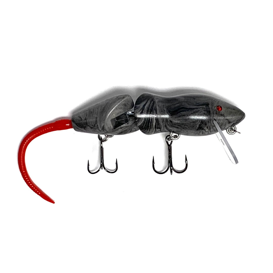 PB RatsPB Rat 2 Piece Wakebait - Hard SwimbaitsGrey Black Swirl w/ Red TailPBRAT - 2PC - GBS/RED