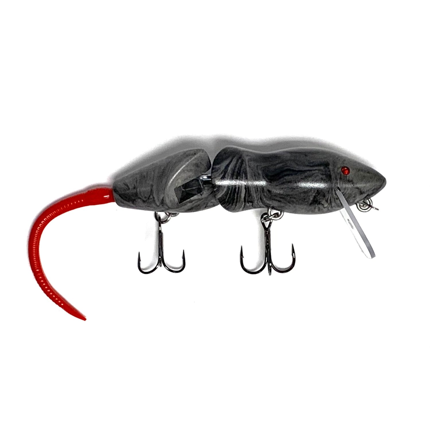 PB RatsPB Rat 2 Piece Wakebait - Hard SwimbaitsGrey Black Swirl w/ Red TailPBRAT - 2PC - GBS/RED