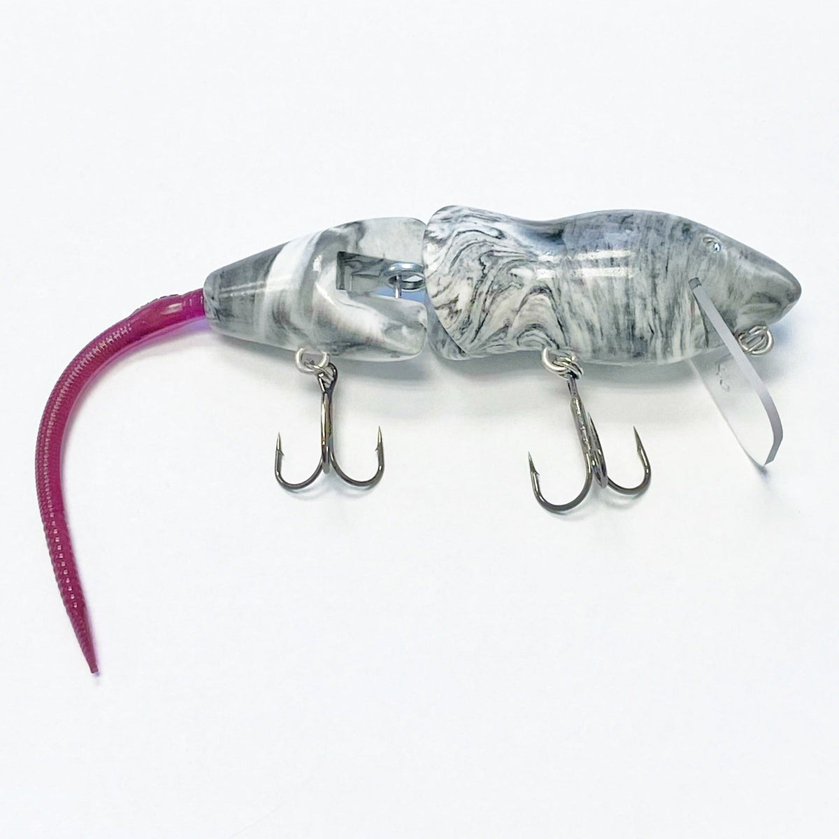 PB RatsPB Rat 2 Piece Wakebait - Hard SwimbaitsGrey Black Swirl w/ Purple TailPBRAT - 2PC - WBS/PRP