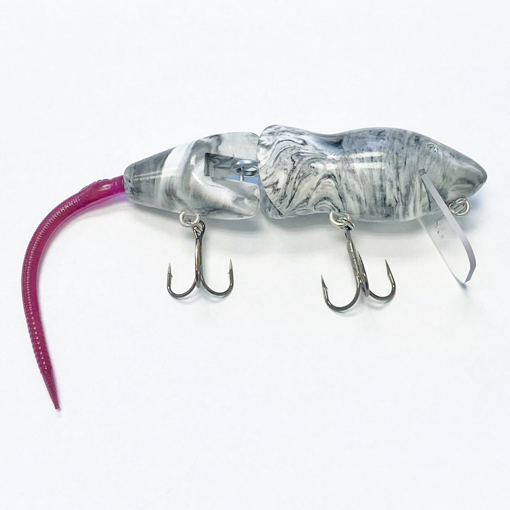 PB RatsPB Rat 2 Piece Wakebait - Hard SwimbaitsGrey Black Swirl w/ Purple TailPBRAT - 2PC - WBS/PRP