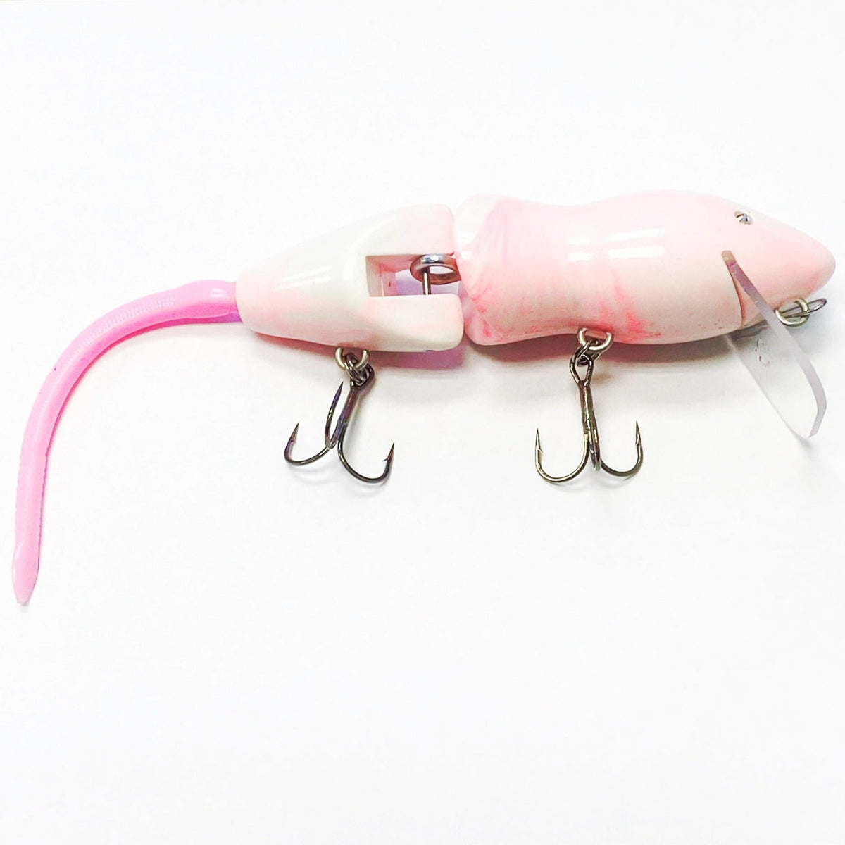 PB RatsPB Rat 2 Piece Wakebait - Hard SwimbaitsWhite Pink Swirl w/ Pink TailPBRAT - 2PC - WPS/PNK