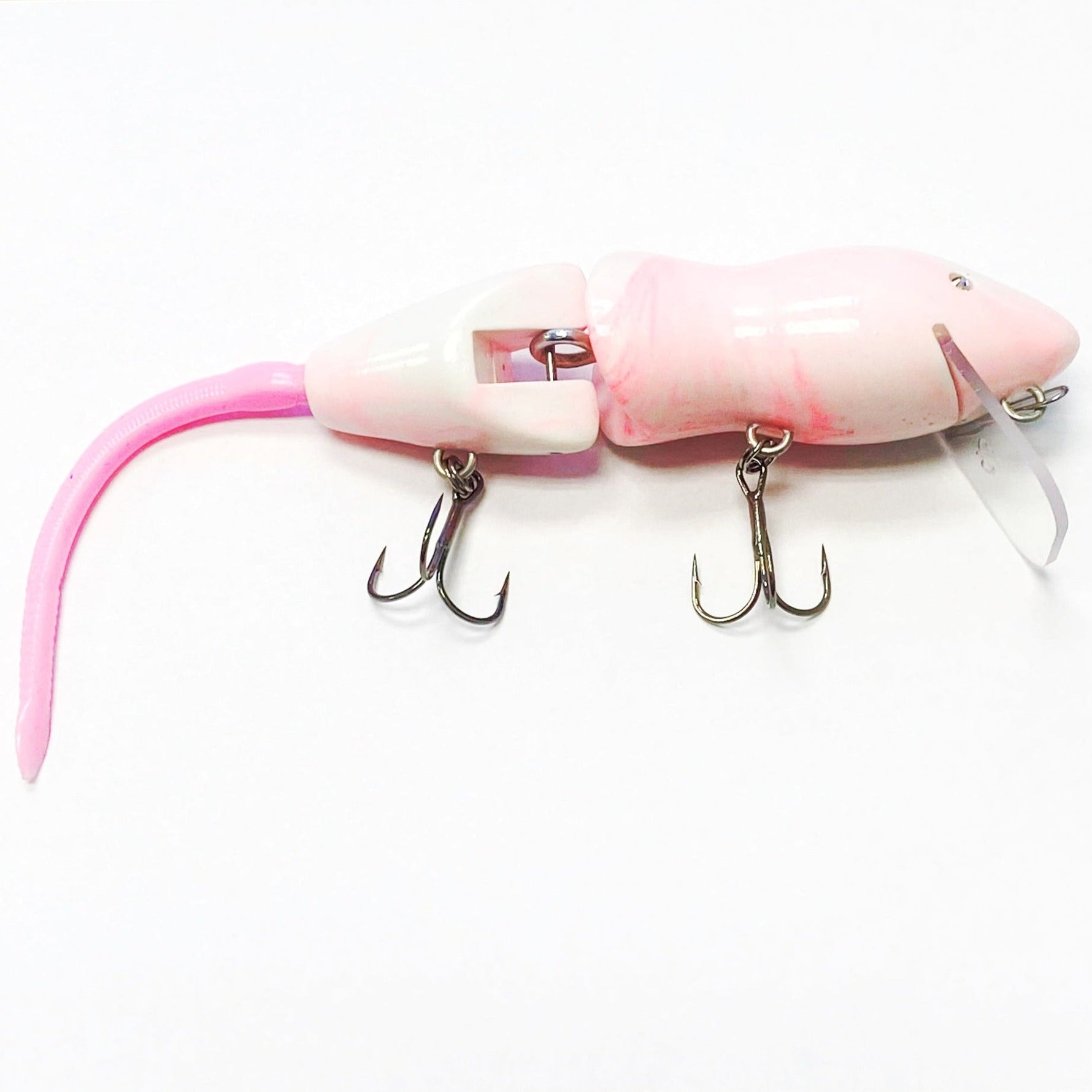 PB RatsPB Rat 2 Piece Wakebait - Hard SwimbaitsWhite Pink Swirl w/ Pink TailPBRAT - 2PC - WPS/PNK