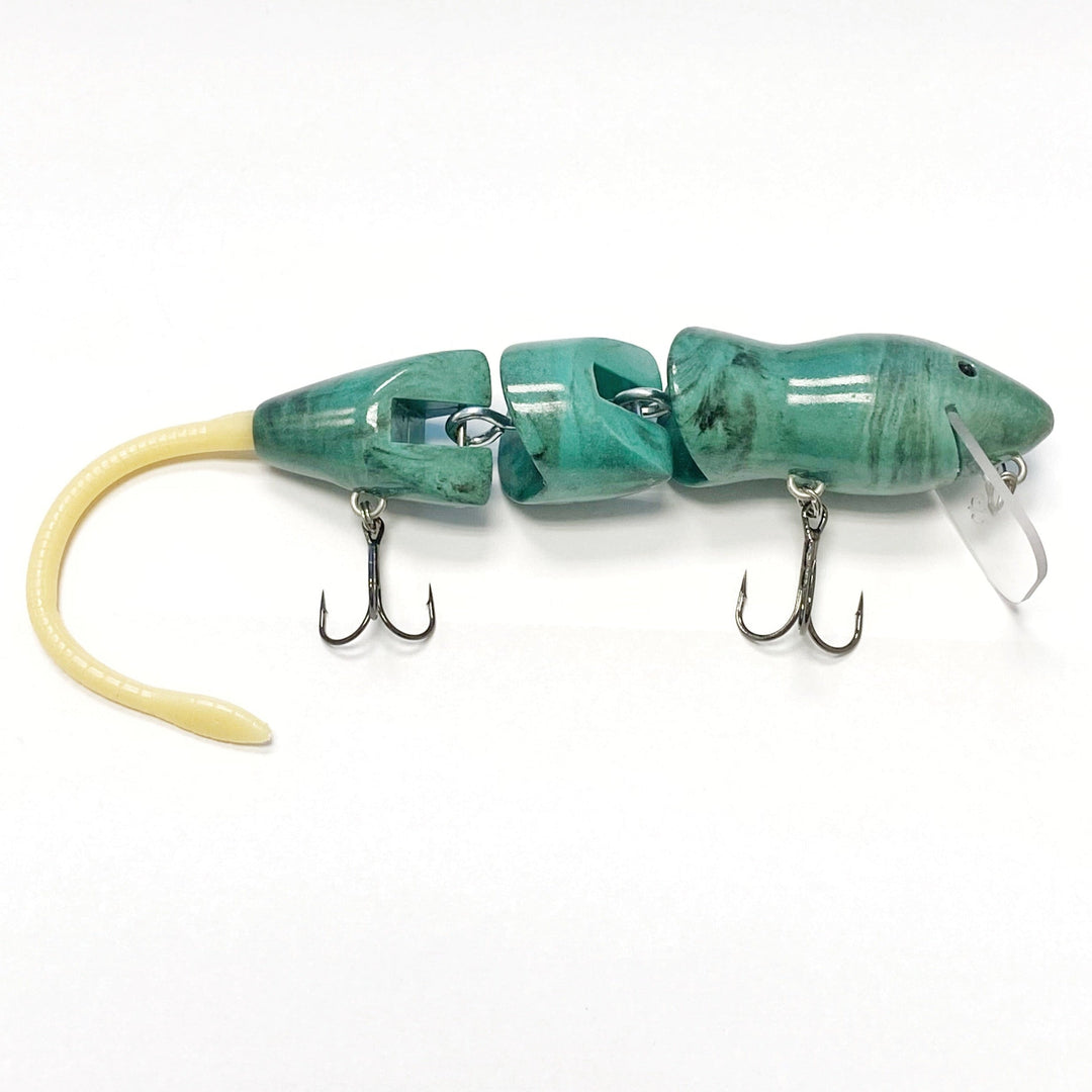 PB RatsPB Rat 3 Piece Wakebait - Hard SwimbaitsGreen Black Swirl w/ Natural TailPBRAT - 3PC - GRBS/NAT