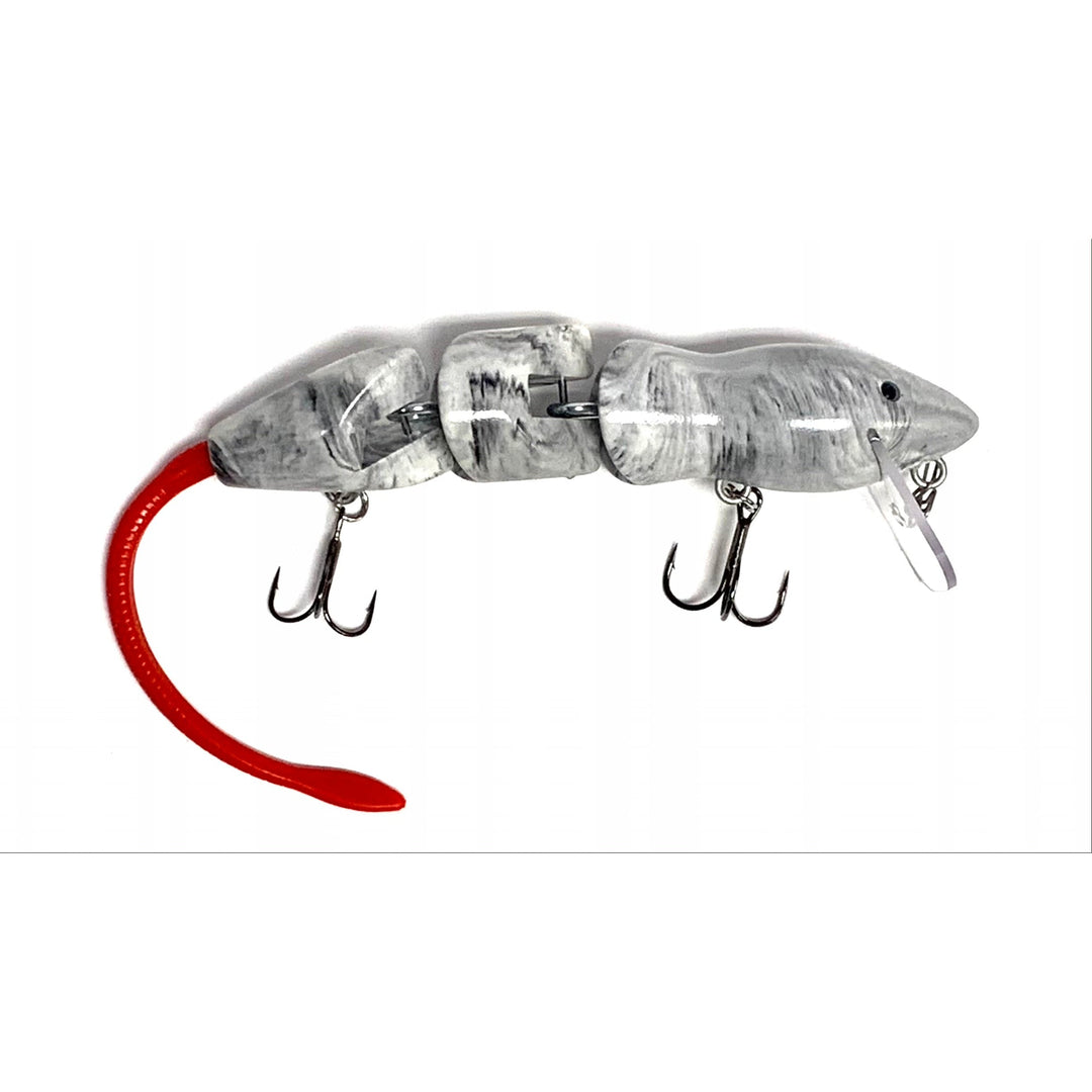 PB RatsPB Rat 3 Piece Wakebait - Hard SwimbaitsWhite Black Swirl w/ Red TailPBRAT - 3PC - WBLS/RED