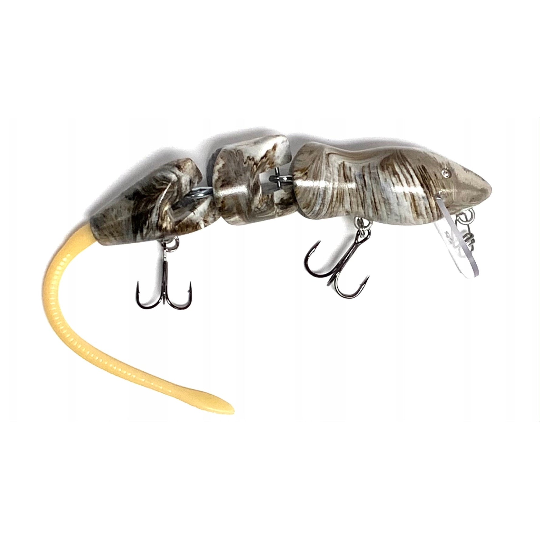 PB RatsPB Rat 3 Piece Wakebait - Hard SwimbaitsWhite Brown Swirl w/ White TailPBRAT - 3PC - WBS/NAT