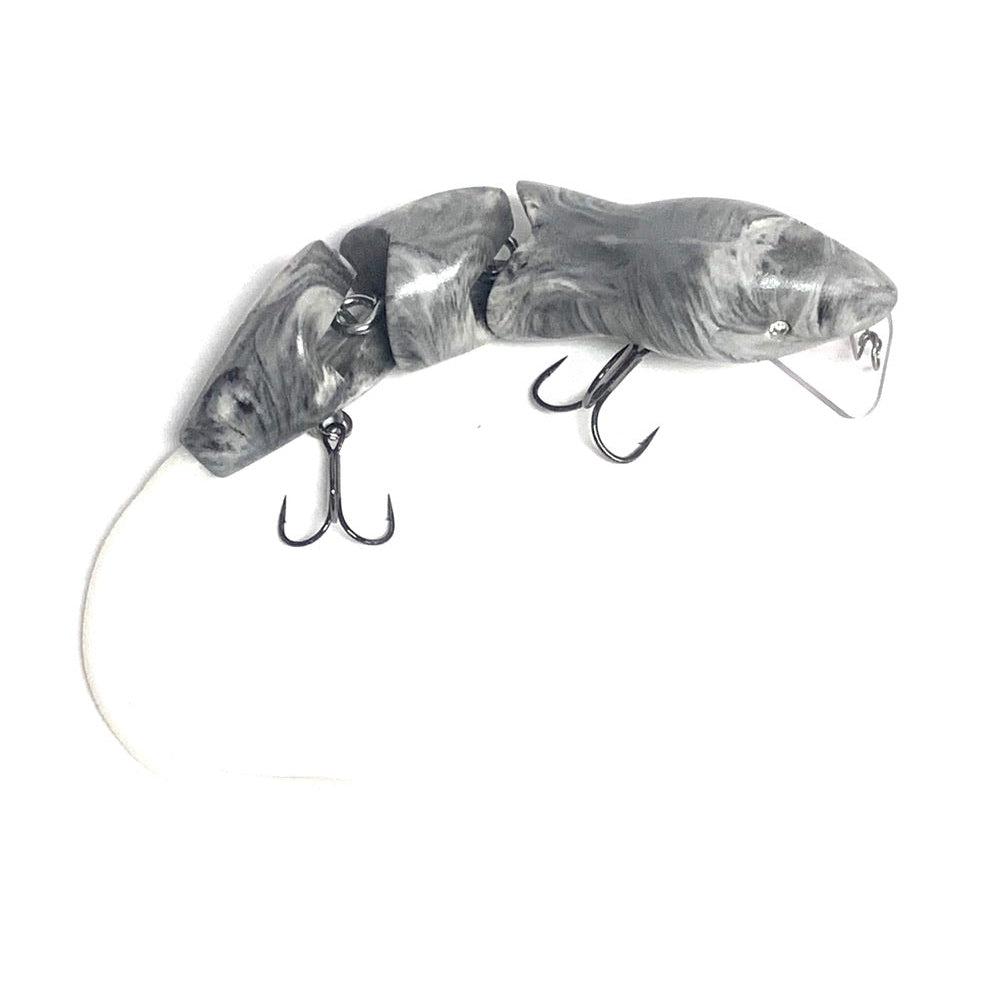 PB RatsPB Rat 3 Piece Wakebait - Hard SwimbaitsWhite Black Swirl w/ White TailPBRAT - 3PC - WBS/PNK