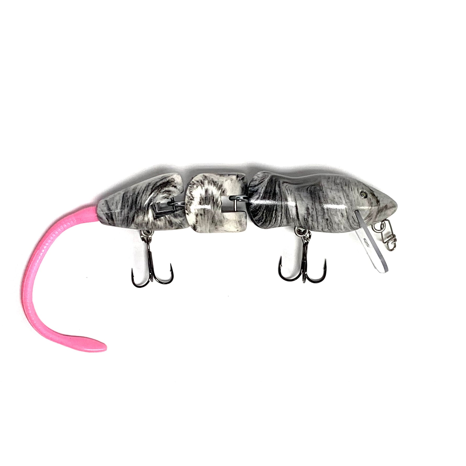 PB RatsPB Rat 3 Piece Wakebait - Hard SwimbaitsWhite Black Swirl w/ Pink TailPBRAT - 3PC - WBS/PNK