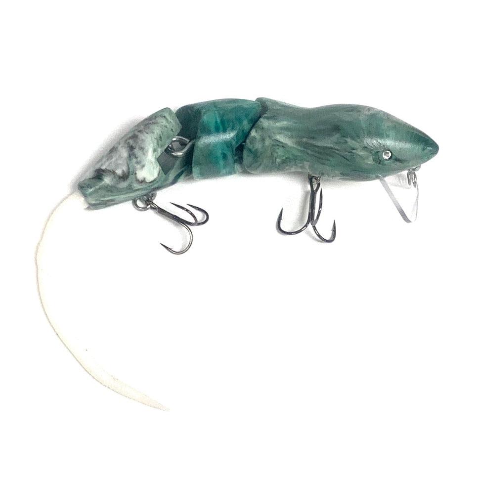 PB RatsPB Rat 3 Piece Wakebait - Hard SwimbaitsWhite Green Swirl w/ White TailPBRAT - 3PC - WGS/WHT