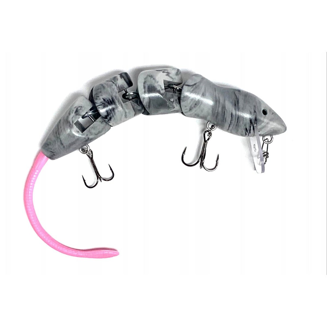 PB RatsPB Rat 4 Piece Wakebait - Hard SwimbaitsWhite Black Swirl w/ Pink TailPBRAT - 4PC - WBLS/PNK