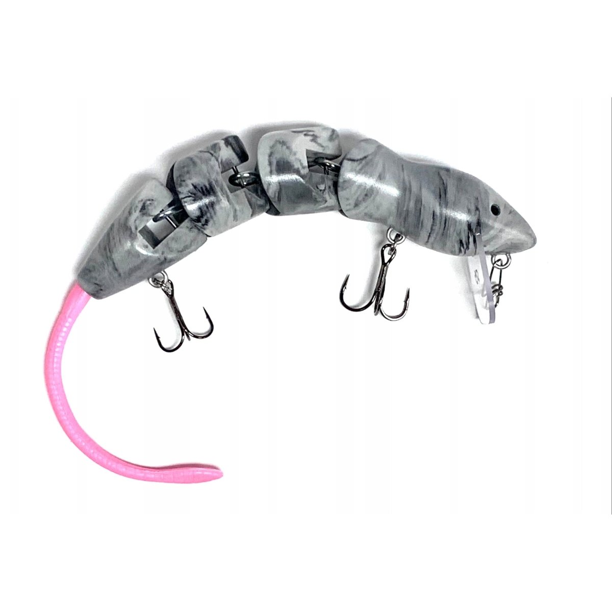 PB RatsPB Rat 4 Piece Wakebait - Hard SwimbaitsWhite Black Swirl w/ Pink TailPBRAT - 4PC - WBLS/PNK