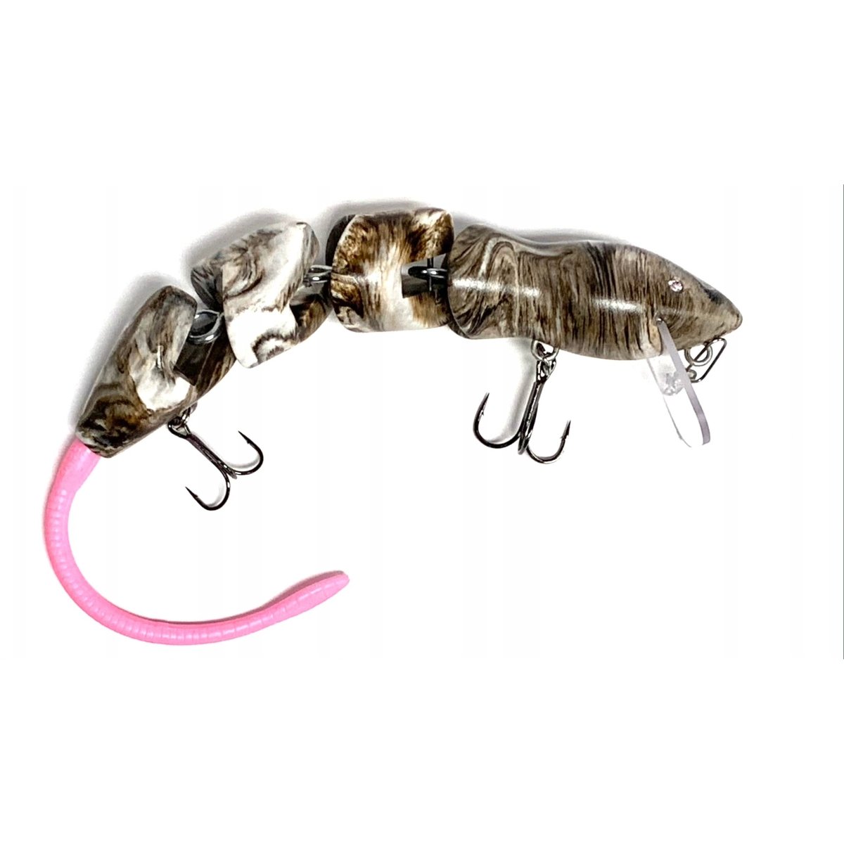 PB RatsPB Rat 4 Piece Wakebait - Hard SwimbaitsWhite Brown Swirl w/ Pink TailPBRAT - 4PC - WBRS/PNK