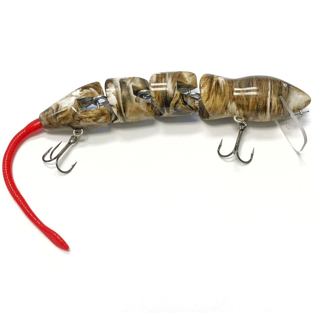 PB RatsPB Rat 4 Piece Wakebait - Hard SwimbaitsWhite Brown Swirl w/ Red TailPBRAT - 4PC - WBS/RED