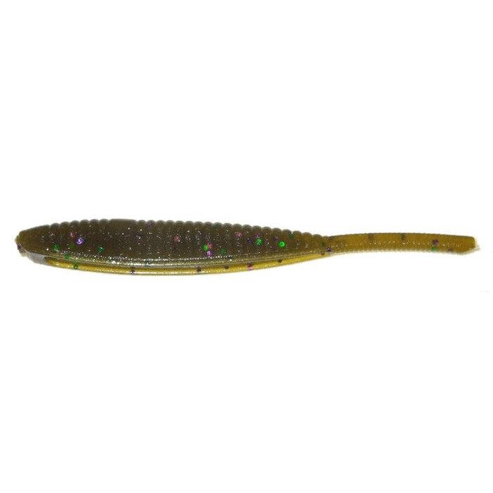 YamamotoYamamoto 3.75" Shad Shape Worm - Shad Style BaitsGreen Pumpkin w/ Large Green, Purple FlakeYAM210*