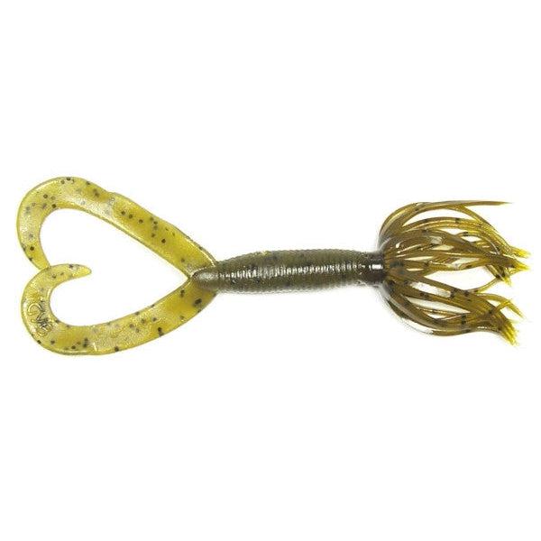 YamamotoYamamoto Double Tail Hula Grub - Spider JigsGreen Pumpkin w/ Black FlakeYAM - HULA25 - 10 - 297